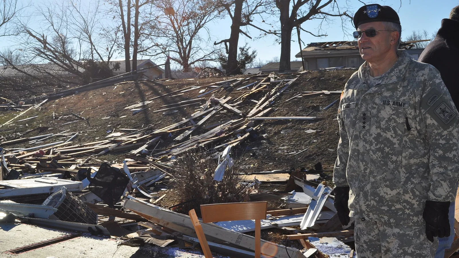 Commercial building and roof damage after a tornado